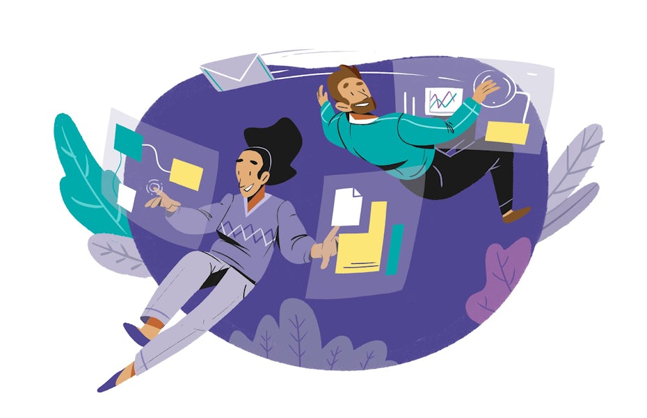 illustration of individuals working digitally