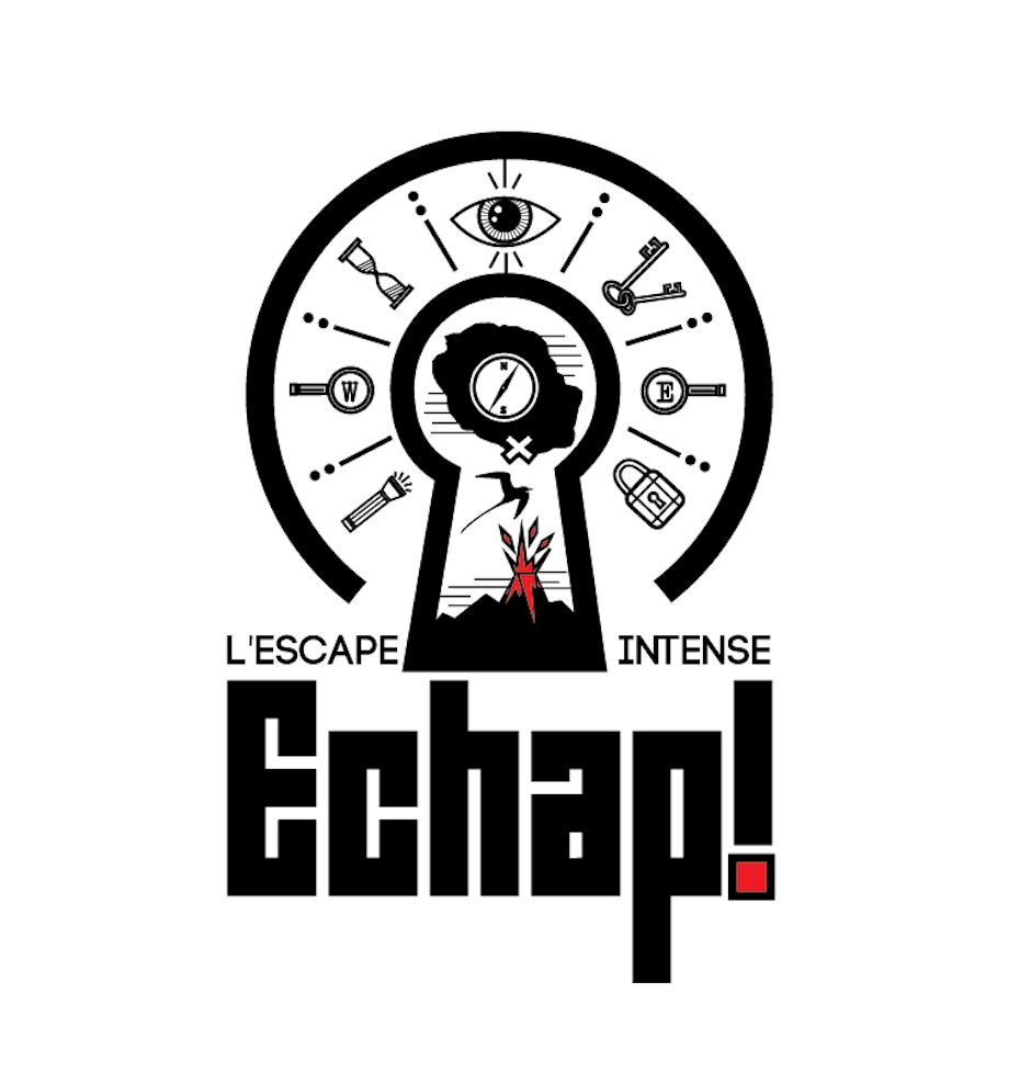 Logo design for escape room featuring a number of cryptic symbols