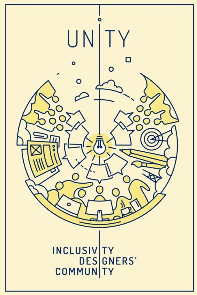 image of lightbulb with community of designers illustration