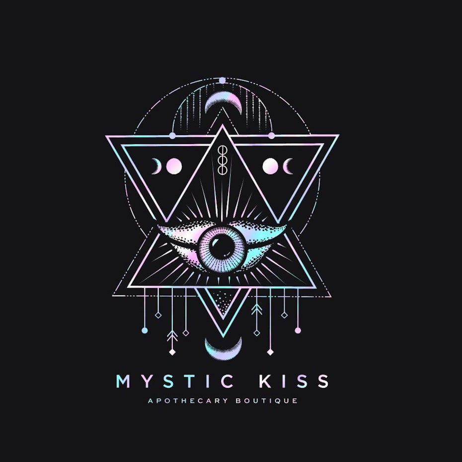 Logo design with a purple sacred geometric line art