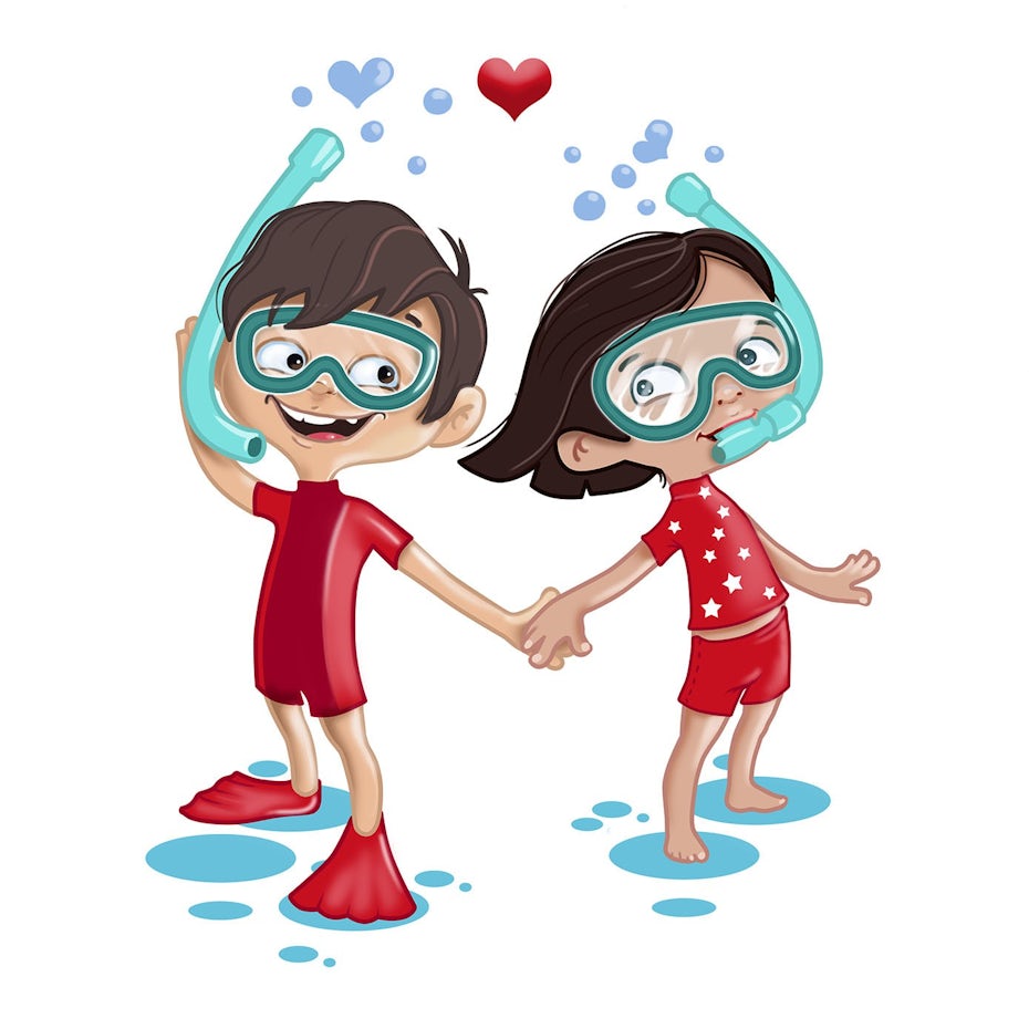 Illustration of two children holding hands