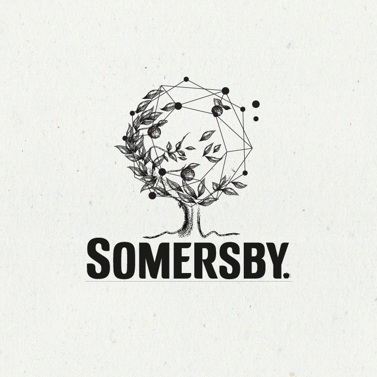 Logo design featuring illustration merged with geometric constellation