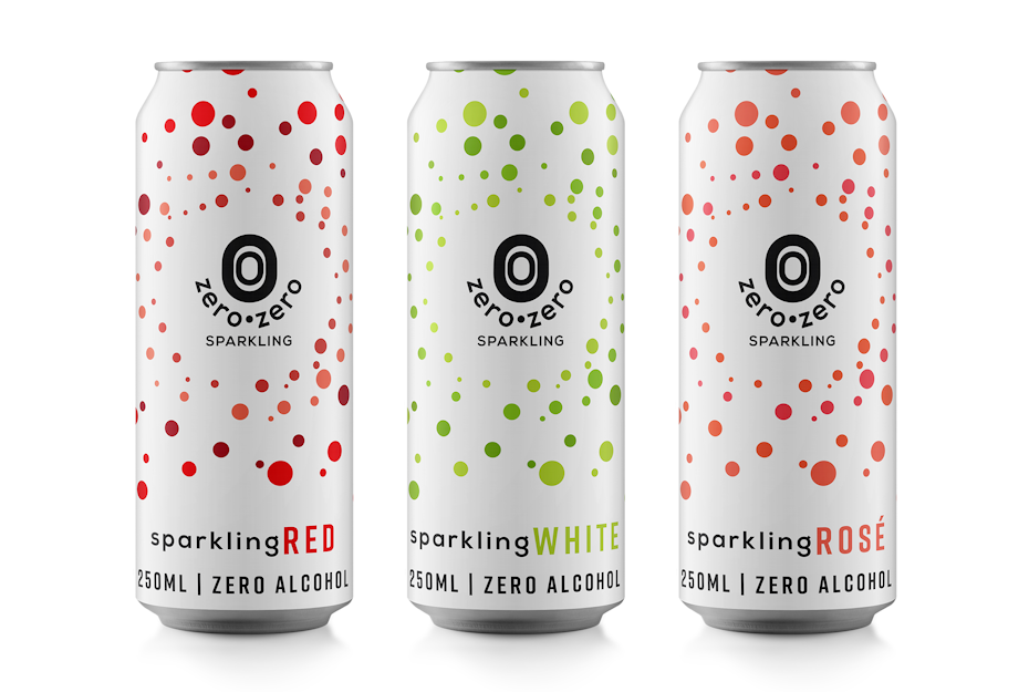 white seltzer cans, each with a different color dots