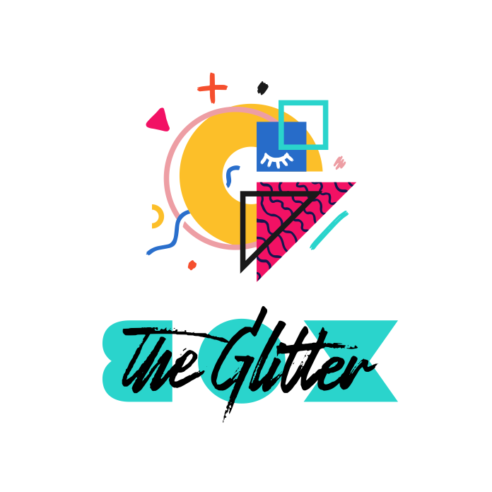 Logo design with Memphis style abstract shapes