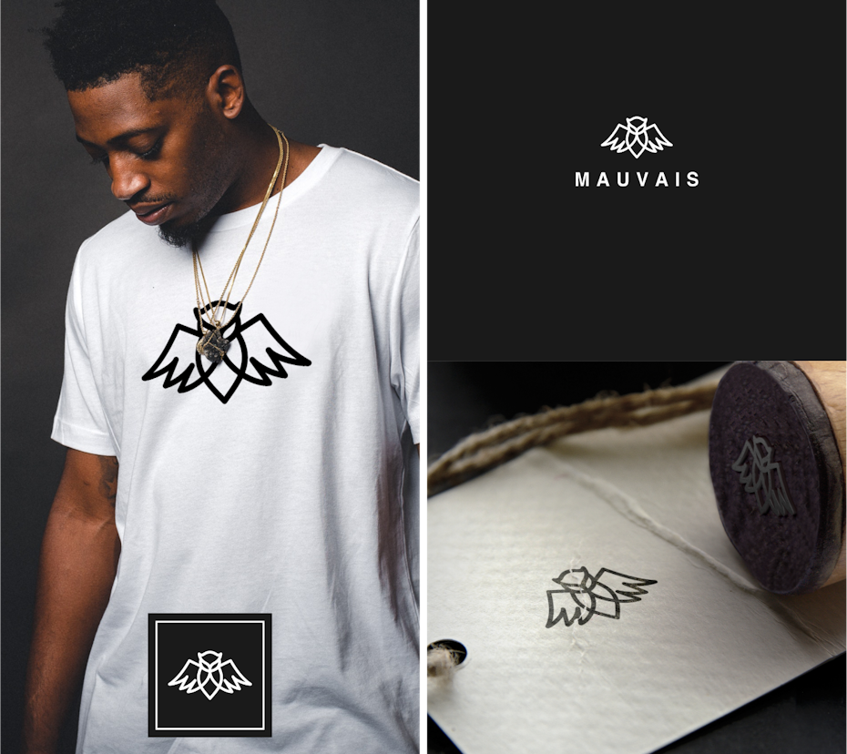 Monochrome owl logo design for a high street fashion brand