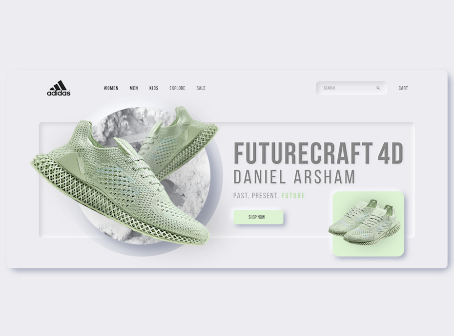 Adidas neumorphism landing page