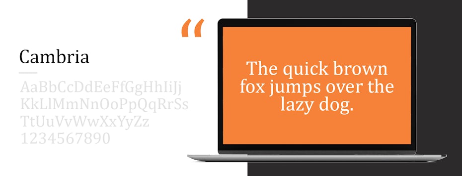 Sample of Cambria font