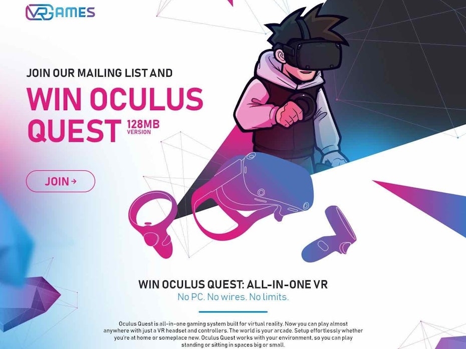 Oculus landing page with gaussian blur