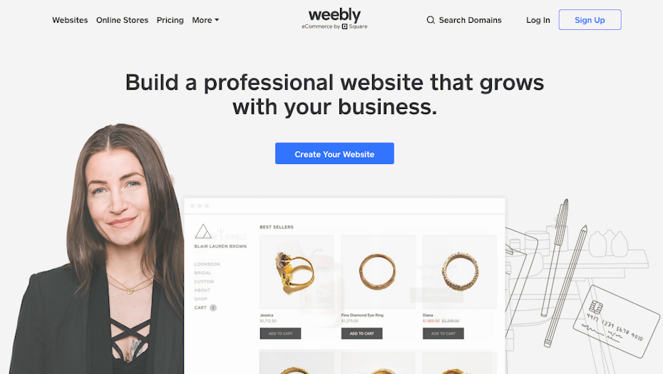 Screenshot of WordPress alternatives: Weebly