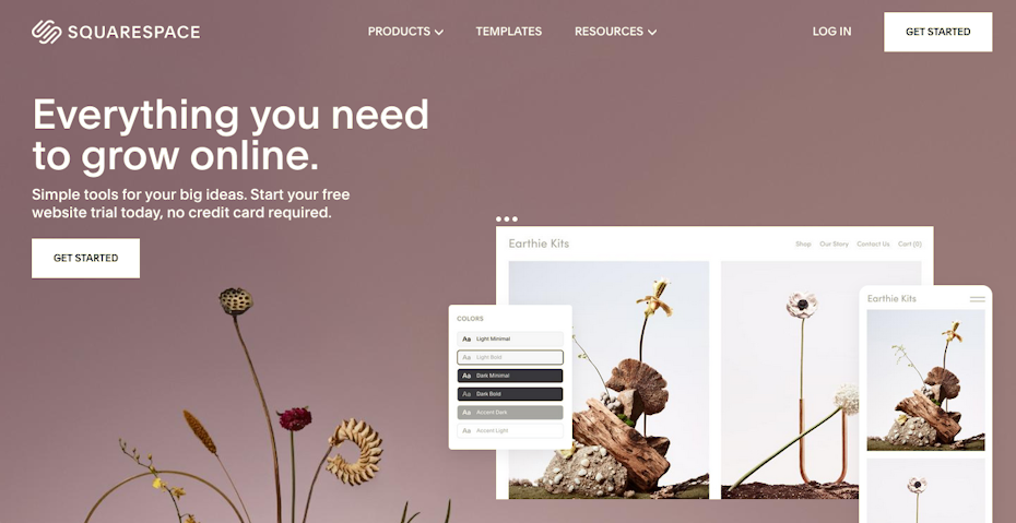 Screenshot of WordPress alternatives: Squarespace