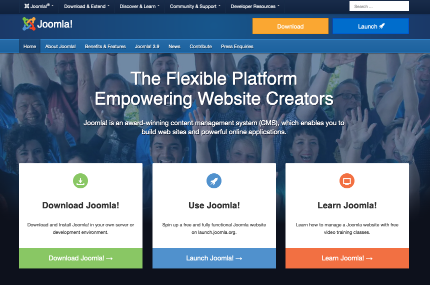 Screenshot of WordPress alternatives: Joomla