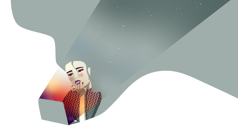 Illustration of woman working at laptop