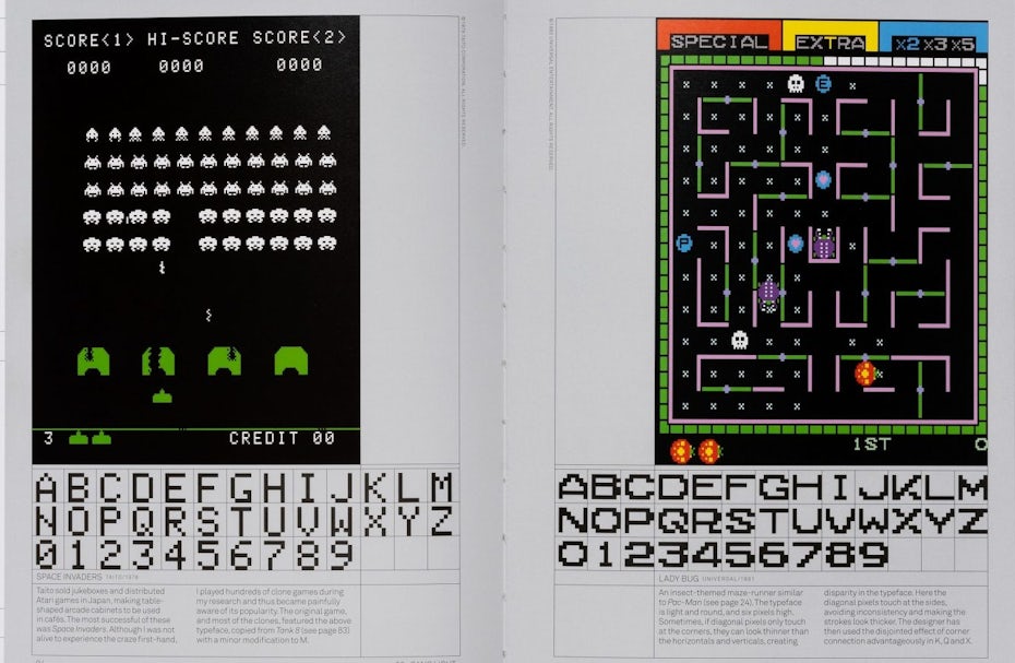 Retro arcade typography, taken from Toshi Omagari’s book, Arcade Game Typography