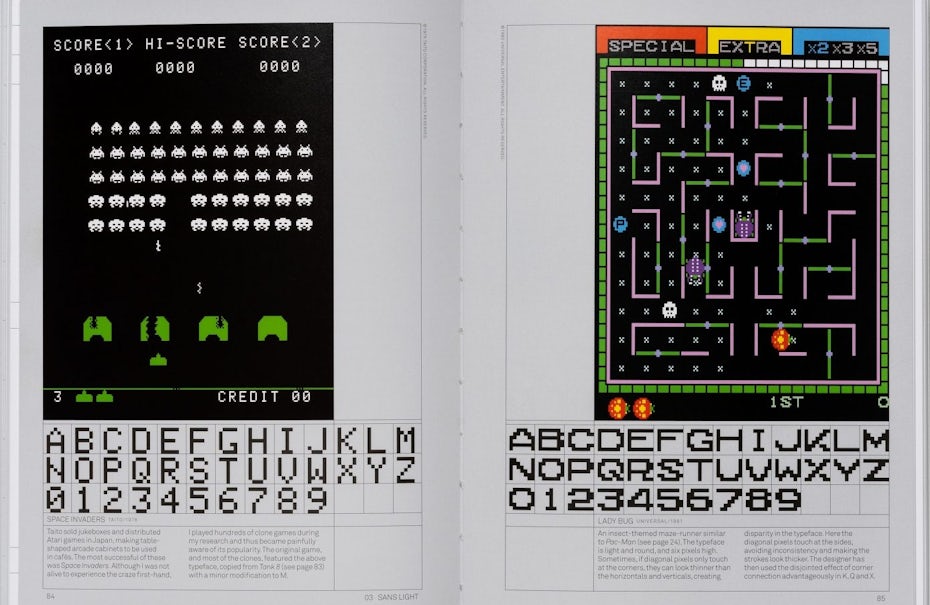 Retro arcade typography, taken from Toshi Omagari’s book, Arcade Game Typography