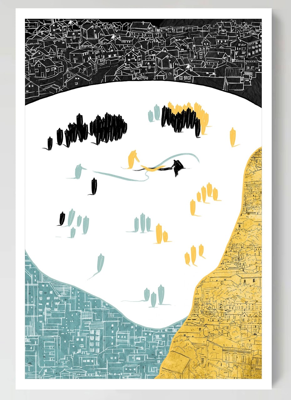 Poster design with abstract shapes for unity and inclusion