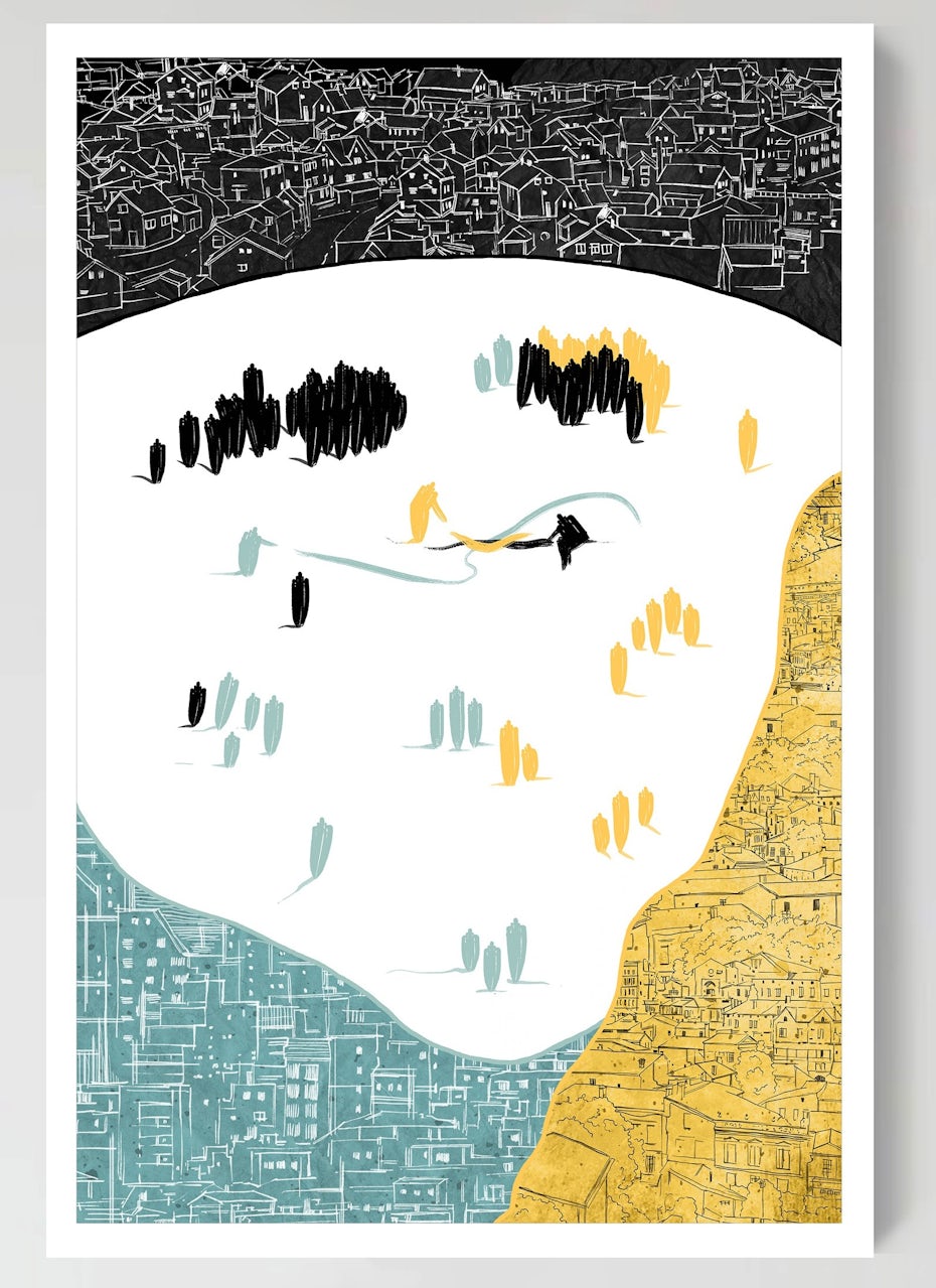 Poster design with abstract shapes for unity and inclusion