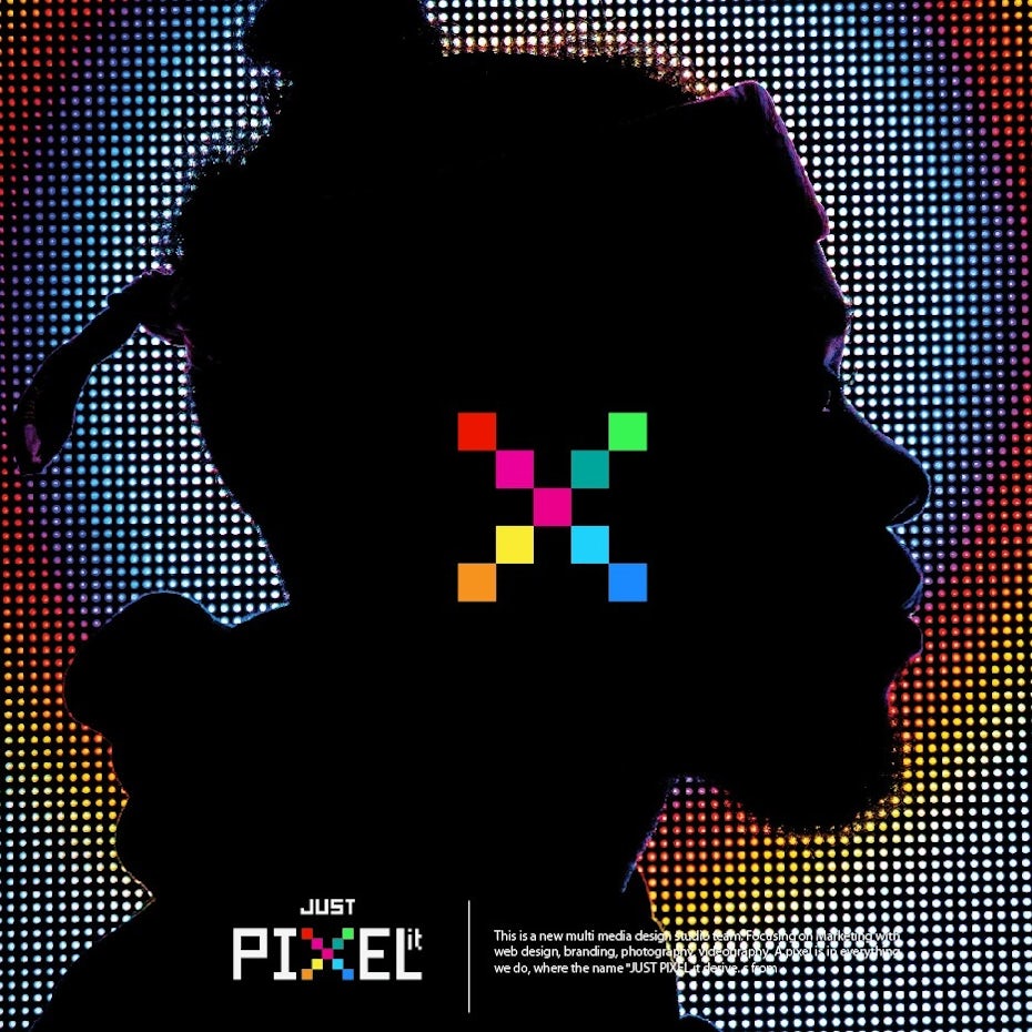 Bright pixel art logo