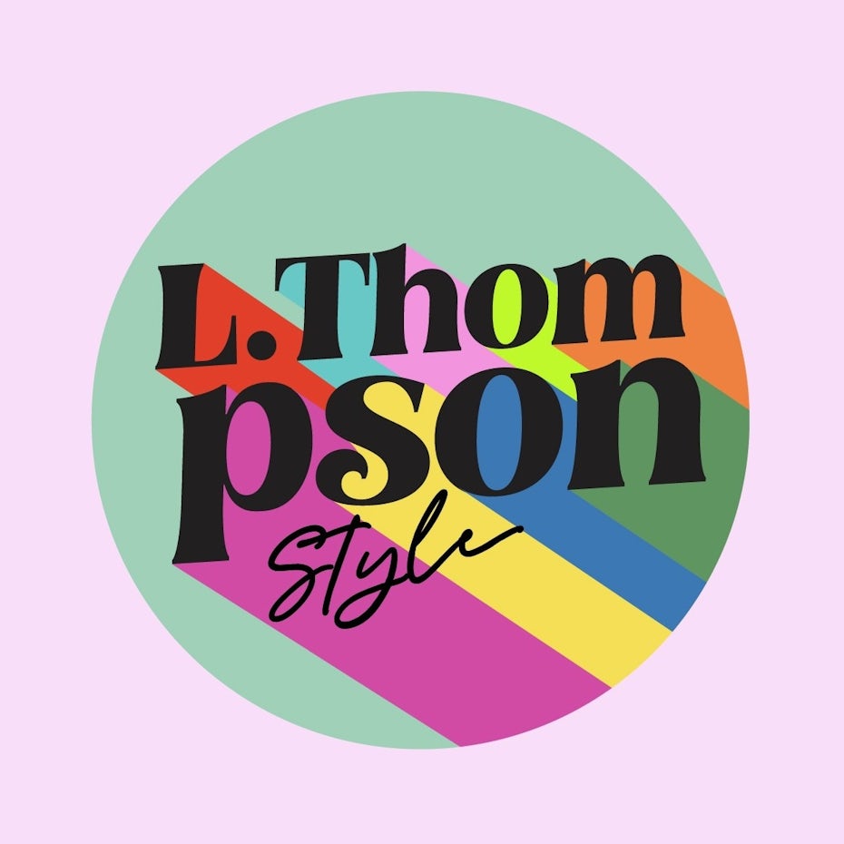pastel colored spherical logo for "L. Thompson Style"