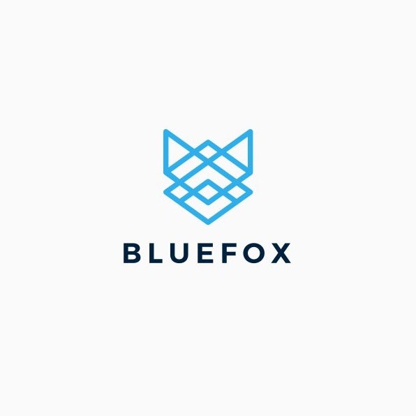 Logo design of a geometric fox head
