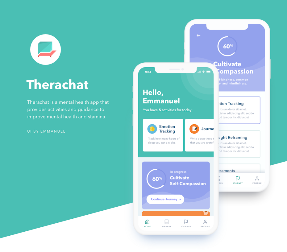collection of screens from a mental health all in white and pastel colors