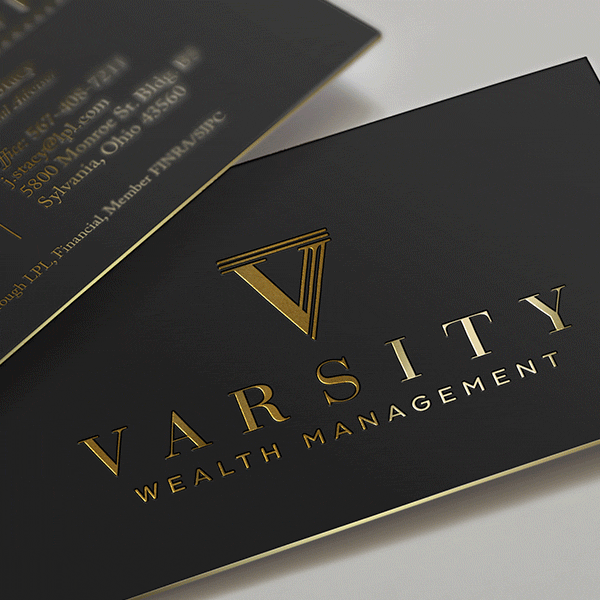 Logo design and gold foil business card mockup