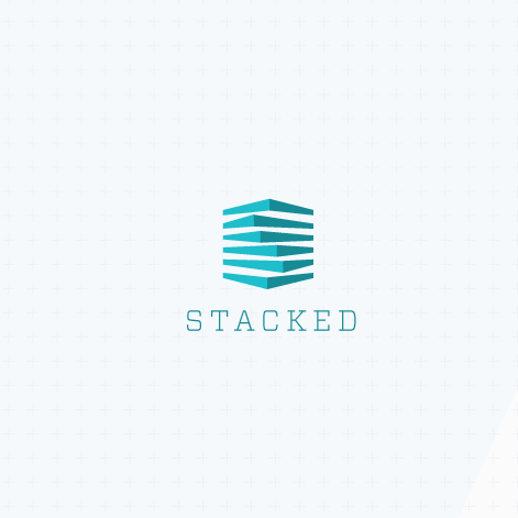 Logo design of abstract, teal shapes