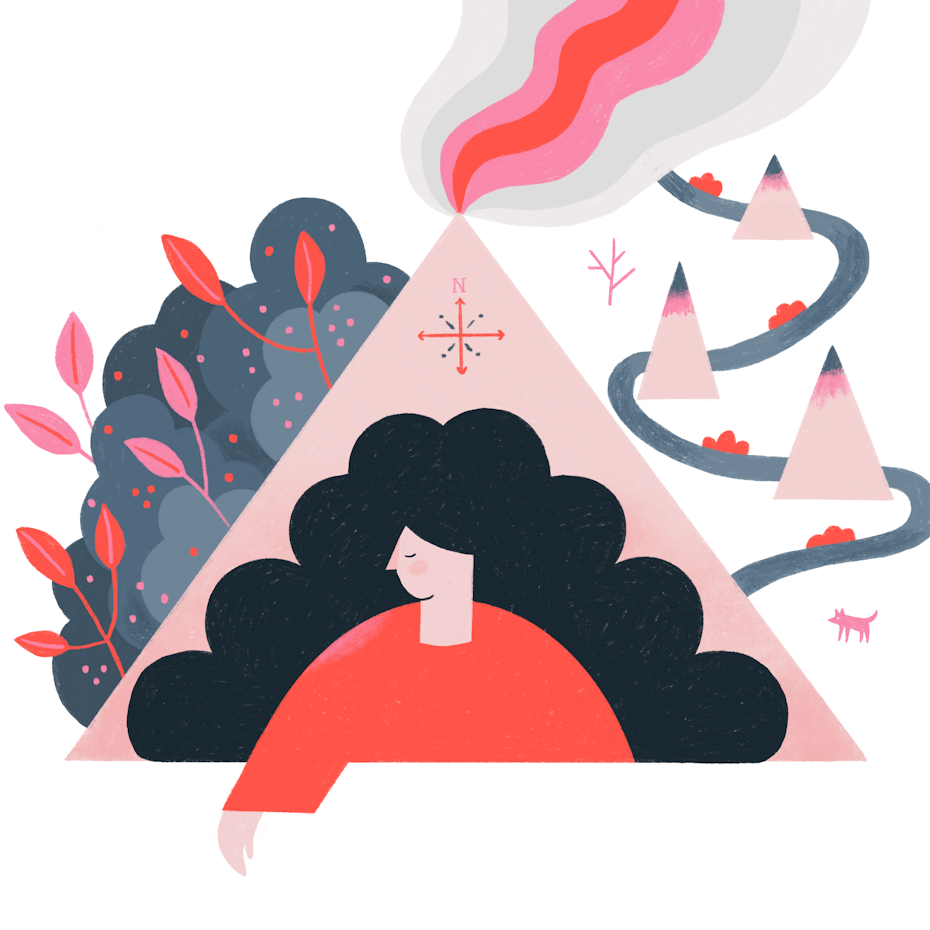 Illustration of woman dreaming about creating art