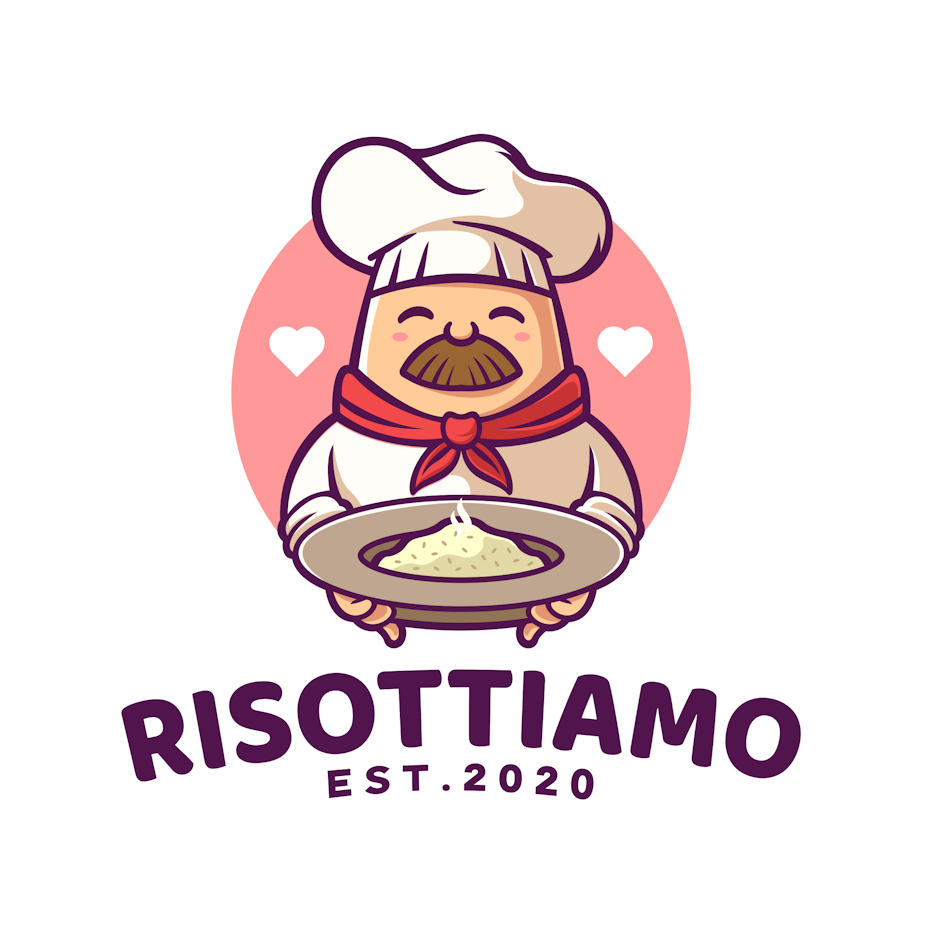 Logo design with a cartoon chef character