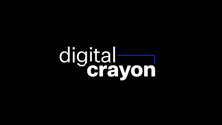 blue black digital crayon logo reveal