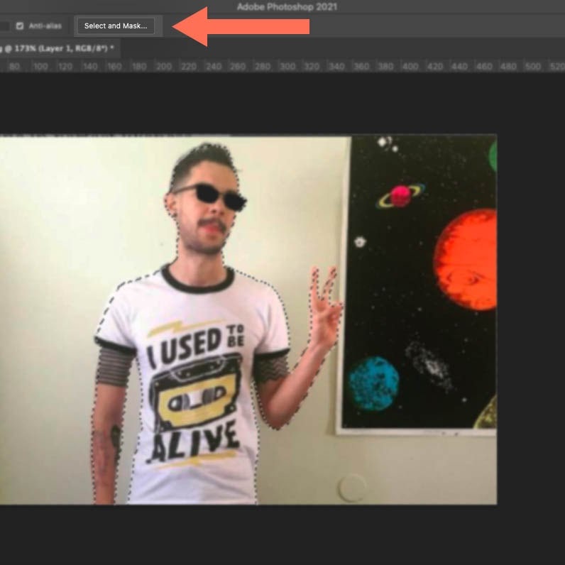 Screenshot of Photoshop showing how to mask an image