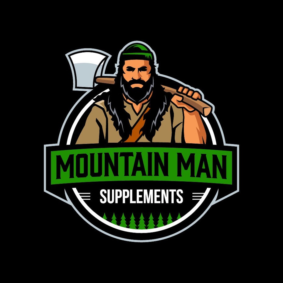 Logo design of a mountain man for a supplements brand