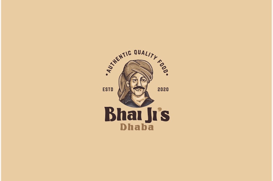 Logo design for an Indian restaurant with a chef character