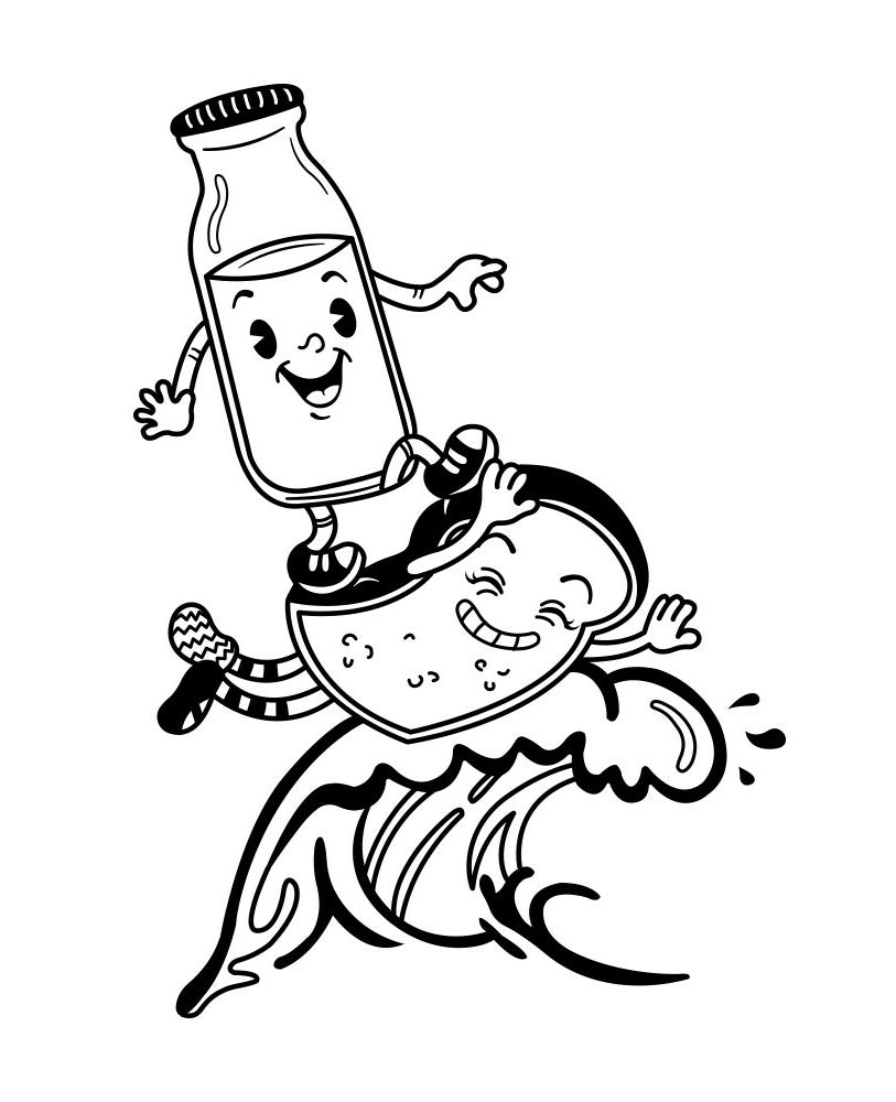 Character design of Milk and Toast friends in 1930s style