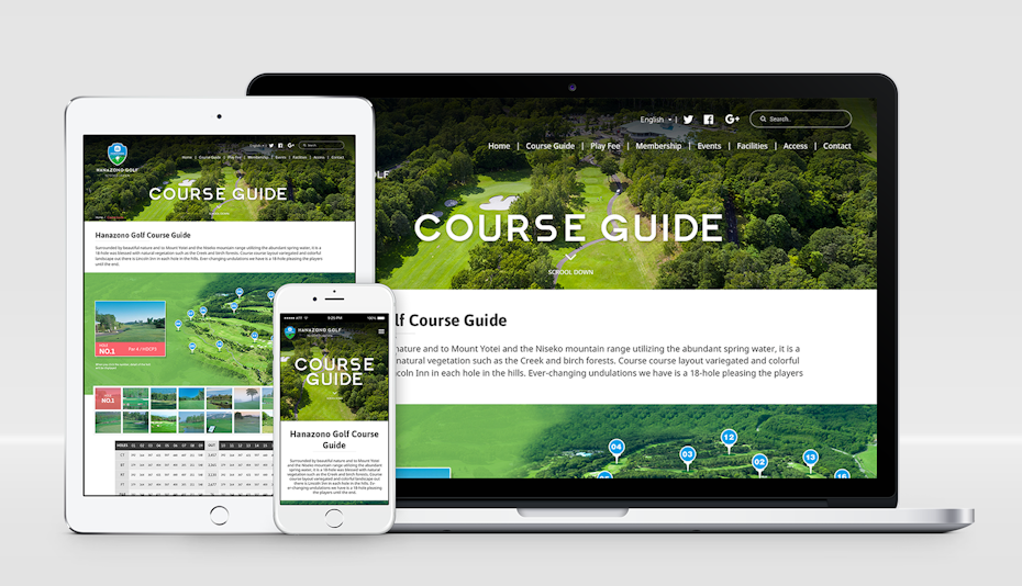 responsive web design for golf course booking