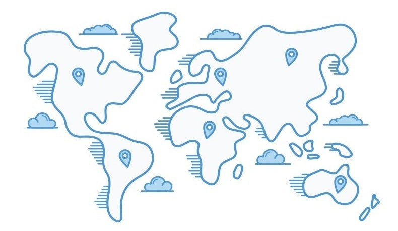 Illustration der Welt auf einer flachen Karte