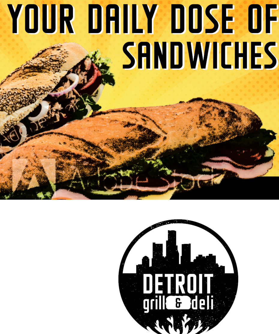 La guía definitiva sobre el diseño publicitario - foto lofi colorida de un sándwich y un logo redondo