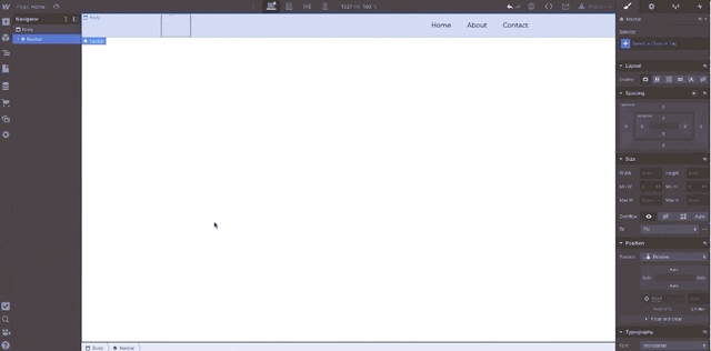 Gif demonstration of Webflow's platform