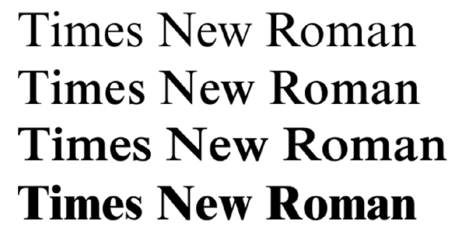 variaciones de Times New Roman