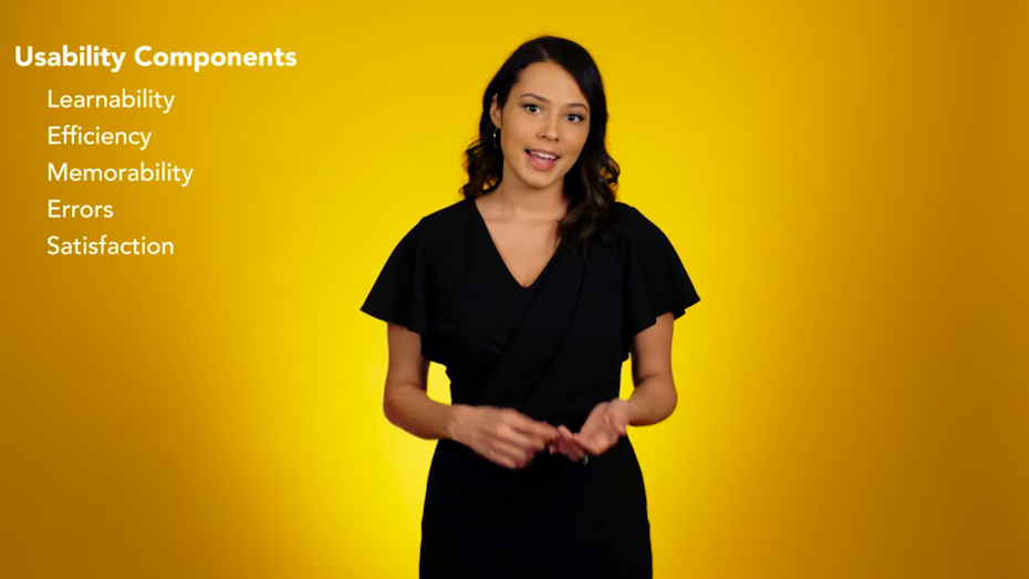 un video tutorial de diseño de Ux/UI de una mujer que habla sobre los componentes de usabilidad