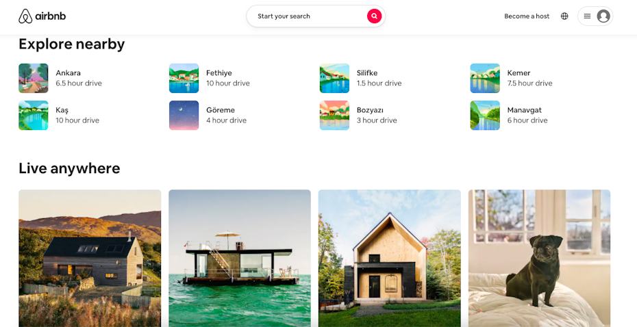 Airbnb explore nearby