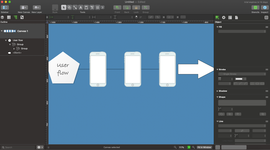 Interfaz de usuario de OmniGraffle Pro