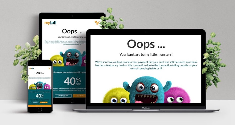 sitio web con tres coloridos monstruos renderizados en 3D