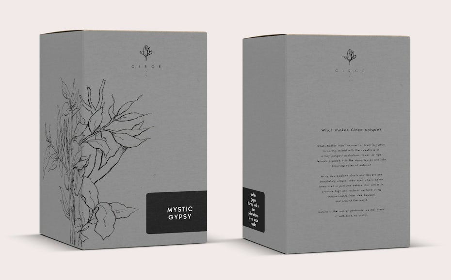 Perfume box packaging design with nature illustration