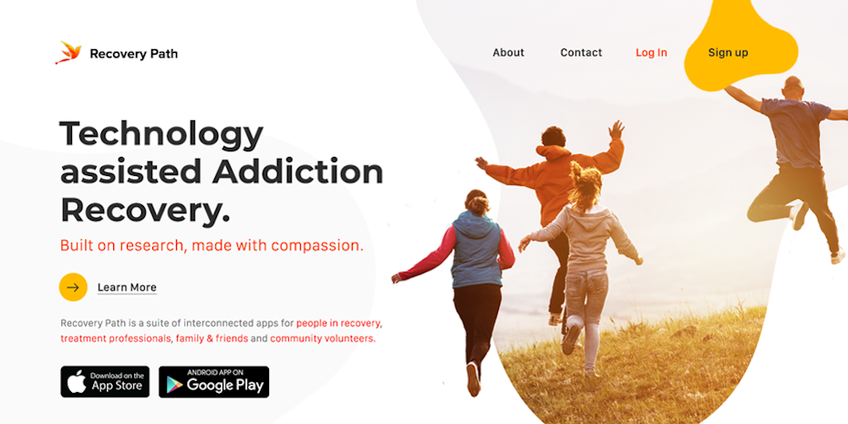 warm-toned hero image featuring people running away from the viewer