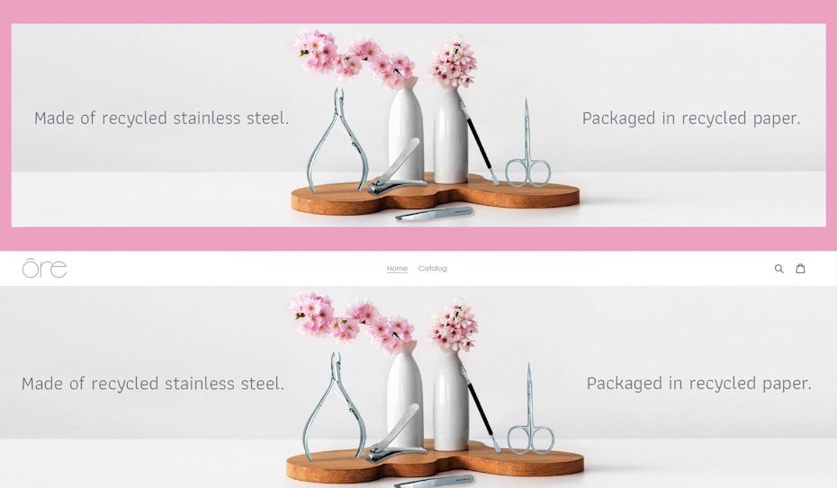 social media banner showing pink flowers in a vase and text