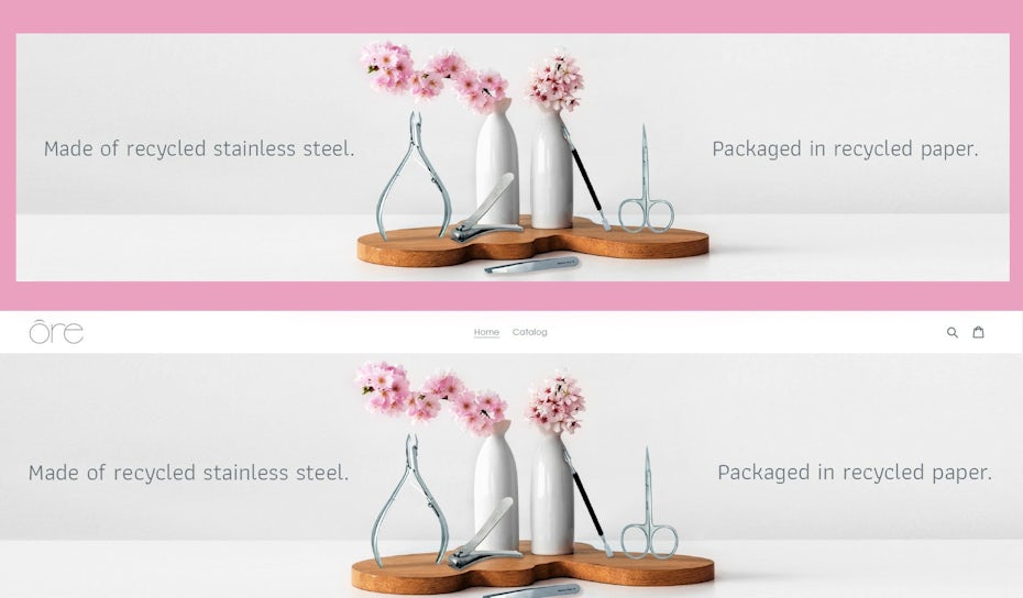 social media banner showing pink flowers in a vase and text