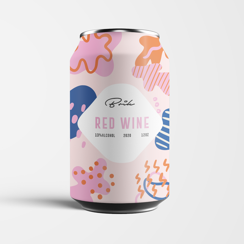 A wine can label design with organic shapes