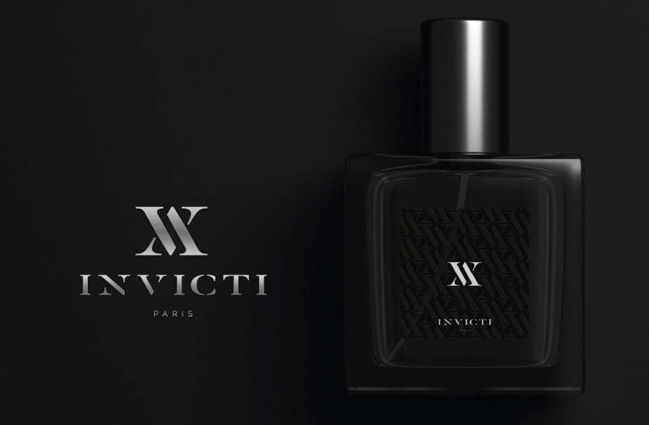 Design a luxury perfume fragrance logo and bottles sketch design