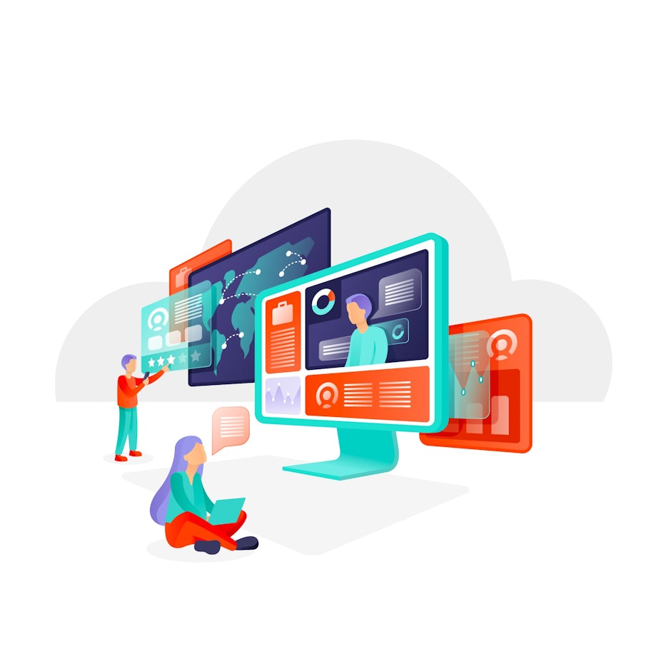 people screens illustration