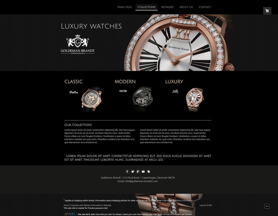 diseño web de relojes de lujo